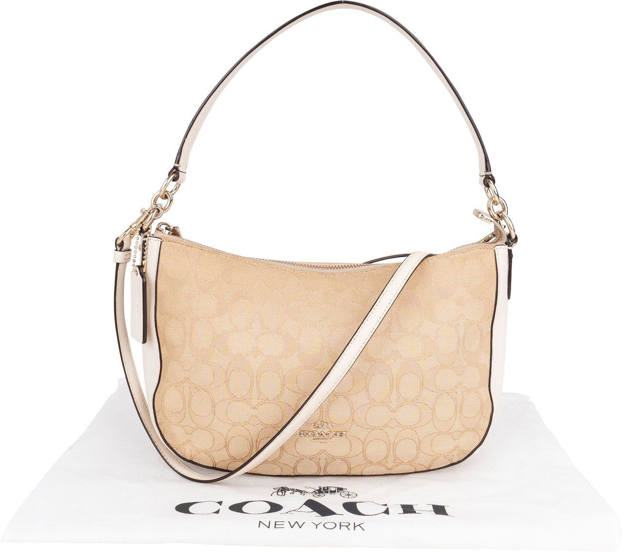 Coach Jacquard Monogram Handbag Beige