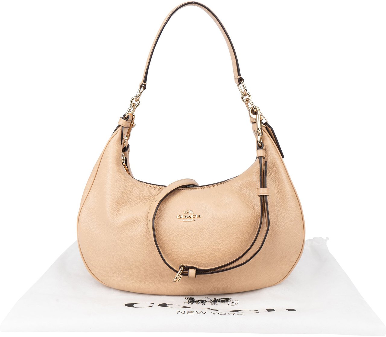Coach Coach Leather Harley Shoulder Bag Beige