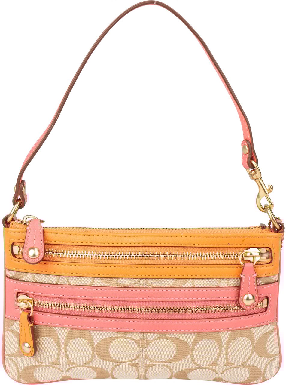 Coach Coach Monogram Mini Zip Handbag Bruin