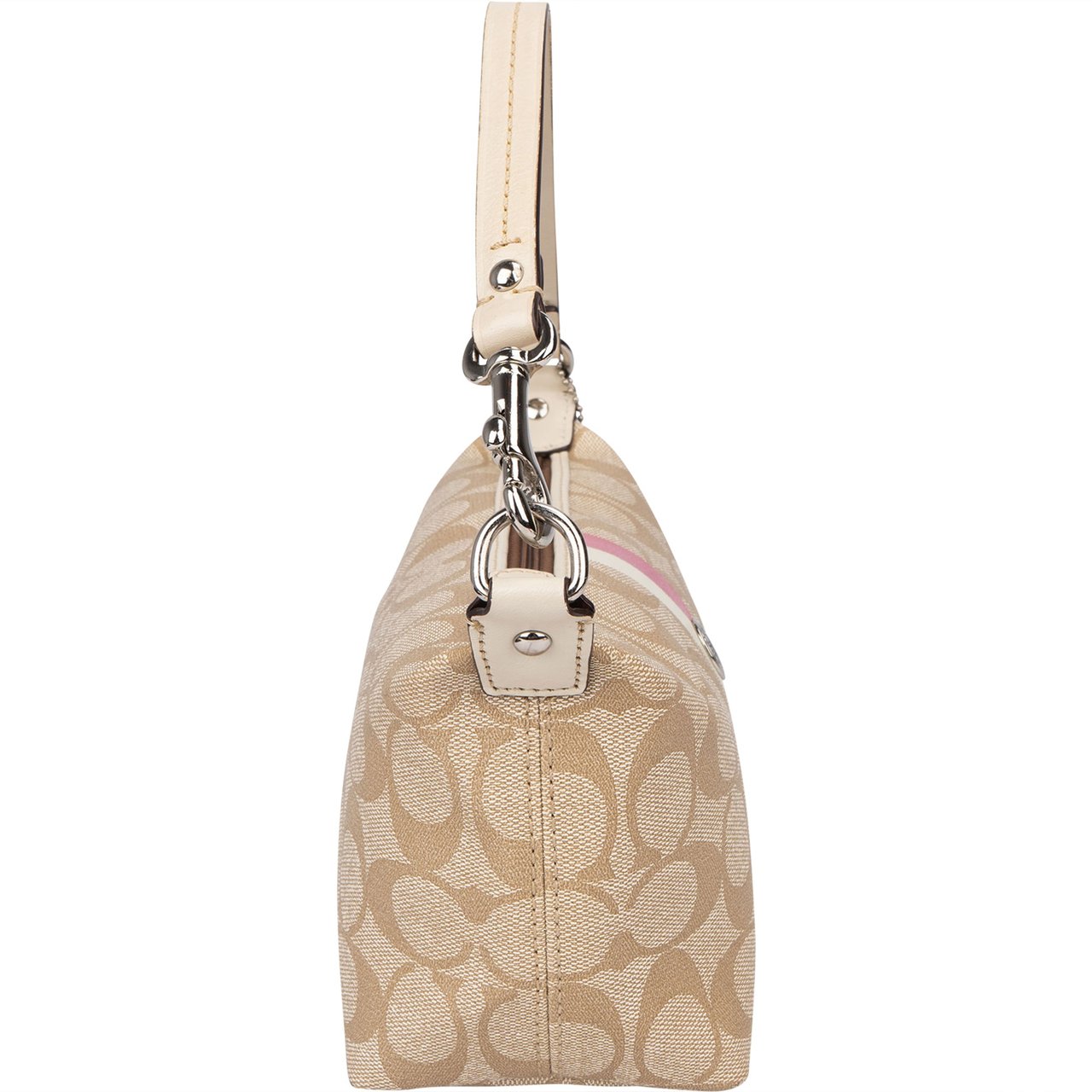 Coach Canvas Monogram Stripe Handbag Beige