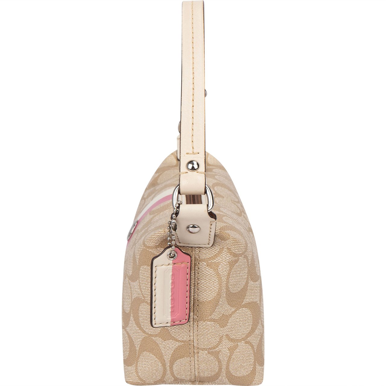 Coach Canvas Monogram Stripe Handbag Beige