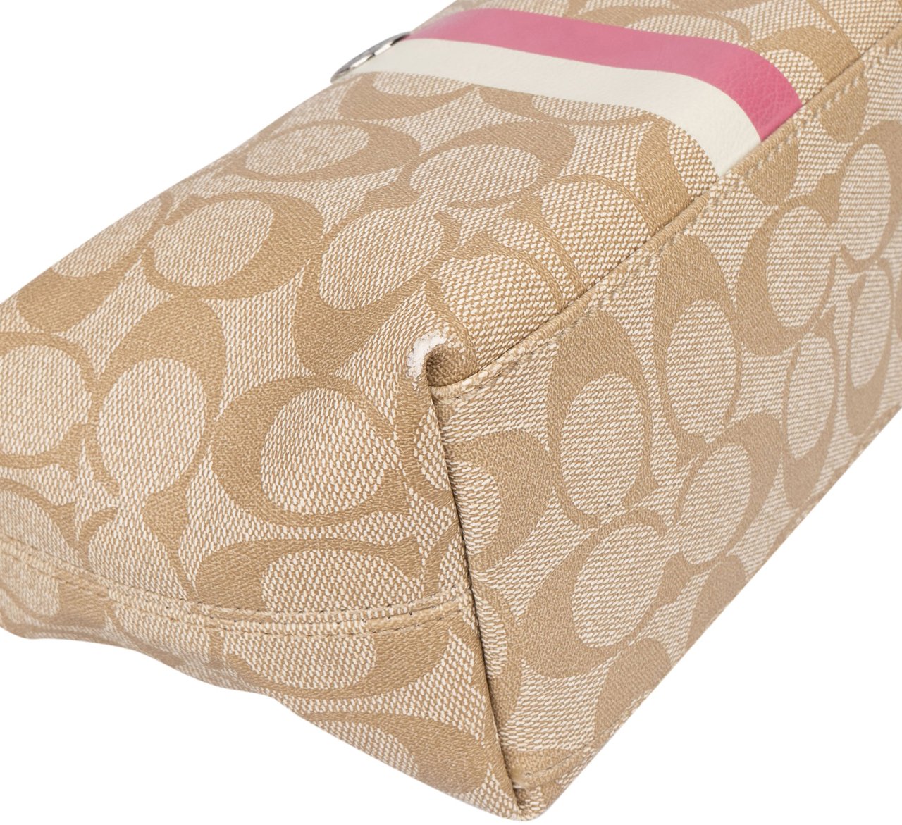 Coach Coach Canvas Monogram Stripe Handbag Beige