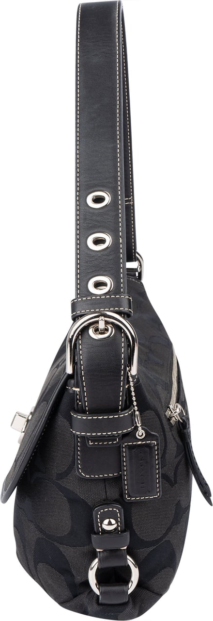 Coach Coach Monogram Turnlock Shoulder Bag Zwart