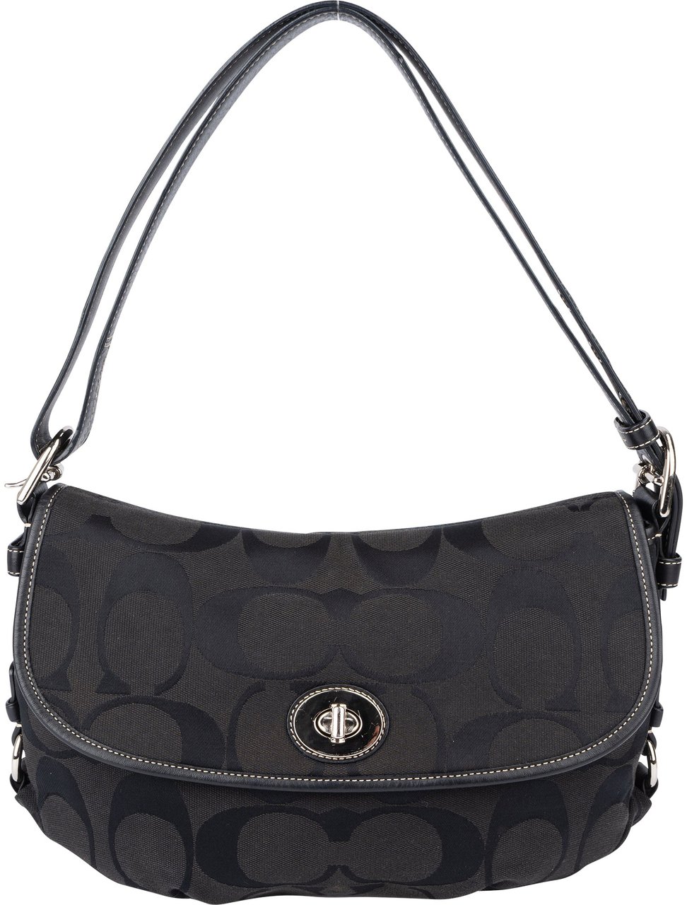 Coach Coach Monogram Turnlock Shoulder Bag Zwart