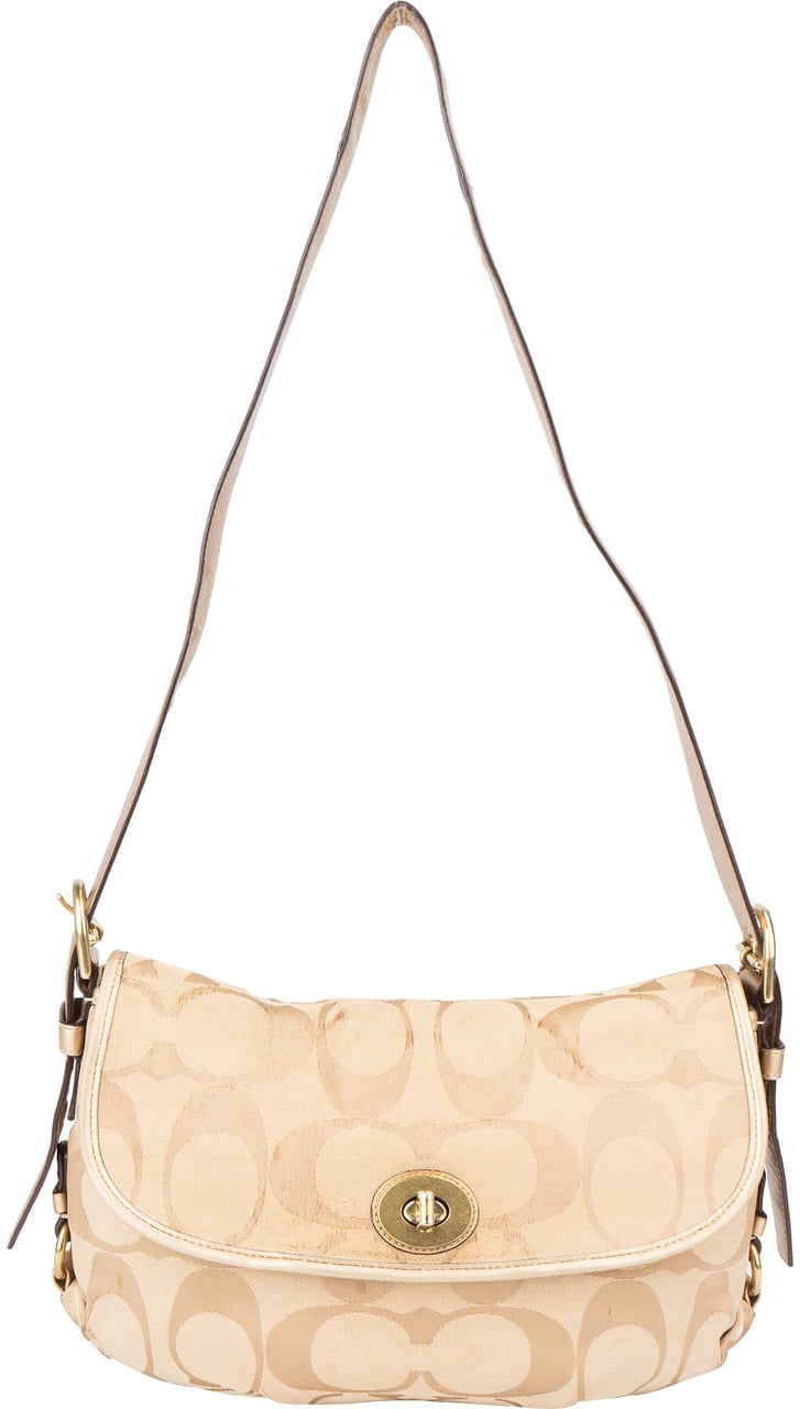 Coach Coach Big Monogram Turnlock Crossbody Bag Beige