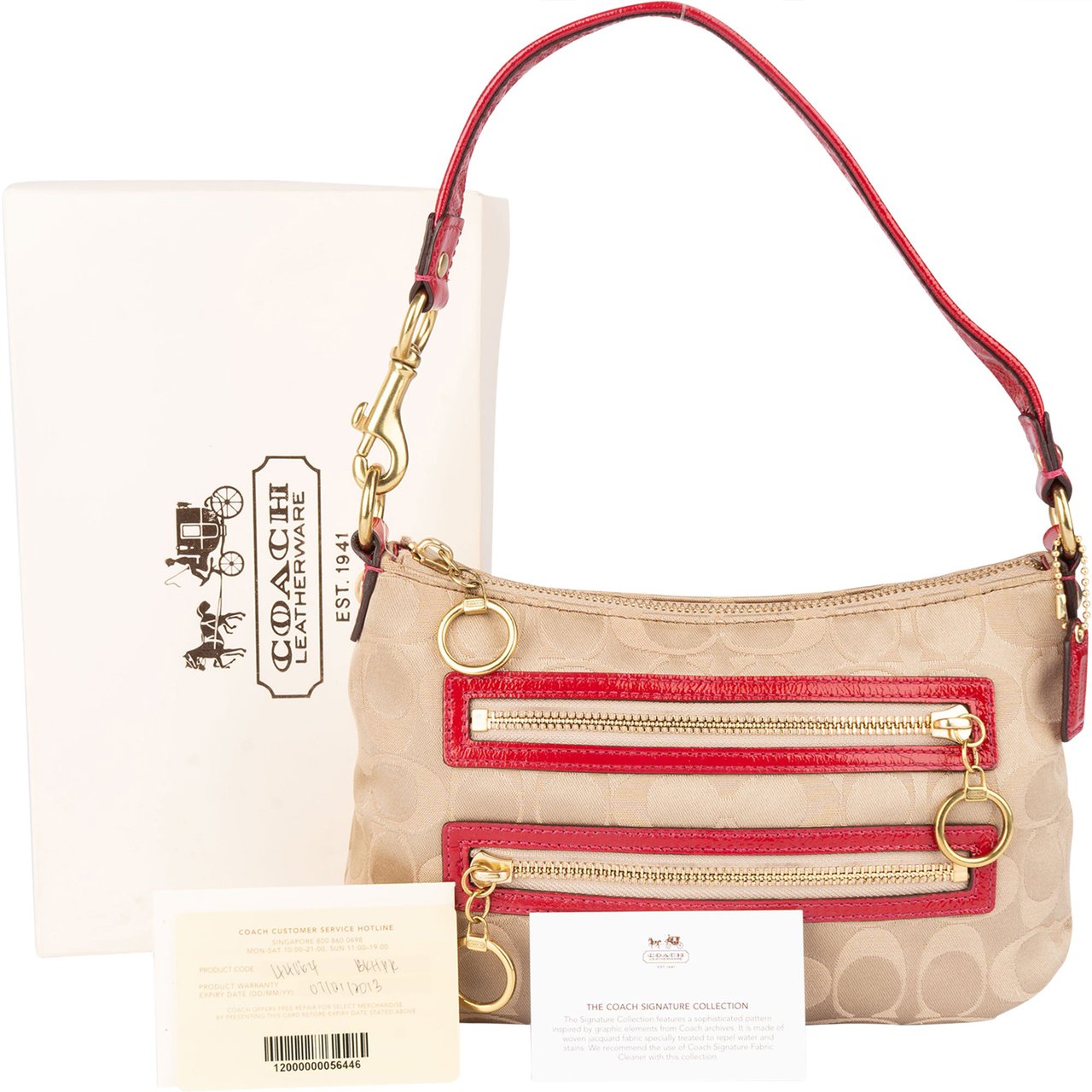 Coach Coach Monogram Zippy Mini Handbag Beige
