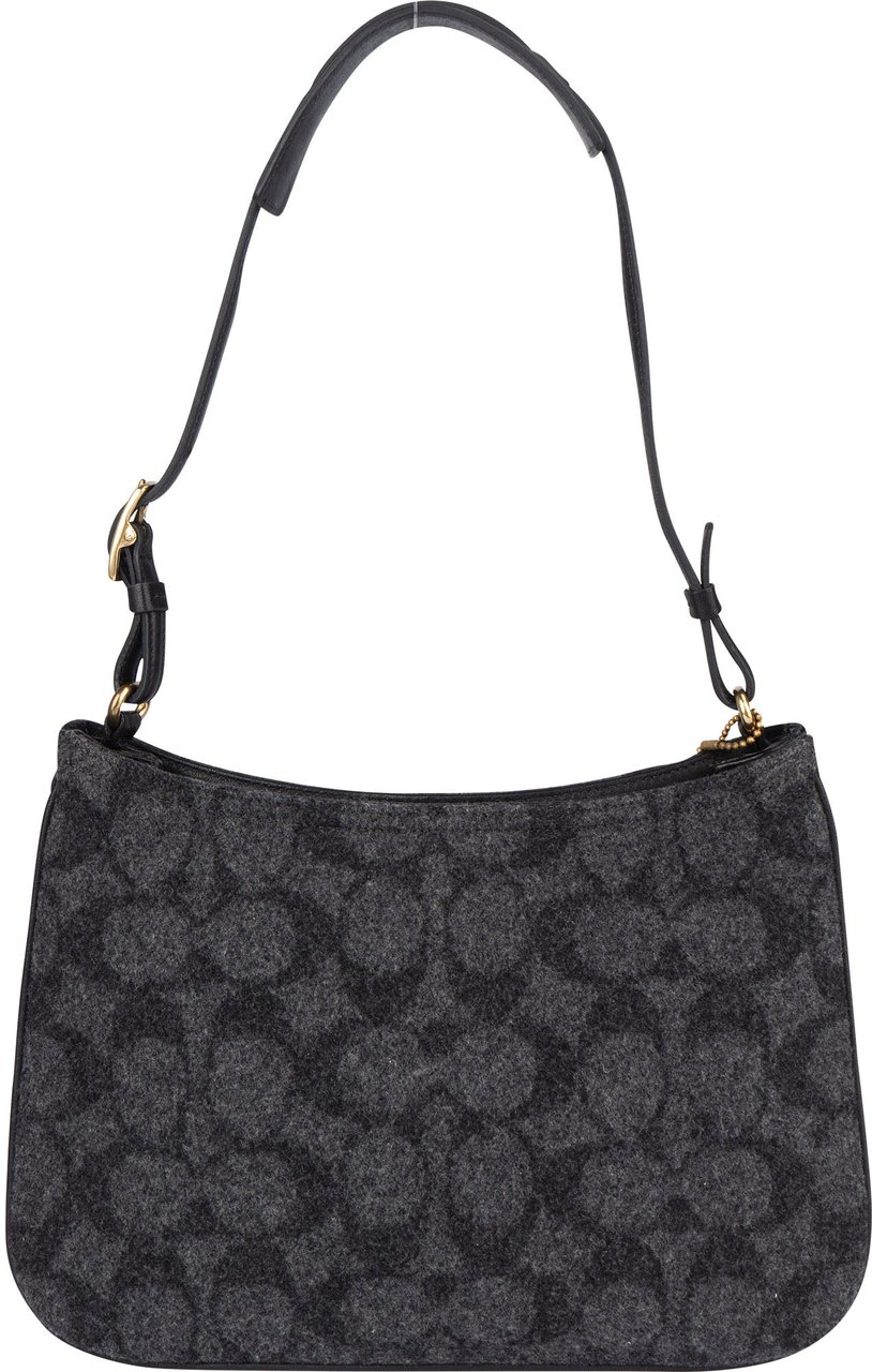 Coach Coach Wool Monogram Penelope Shoulder Bag Zwart