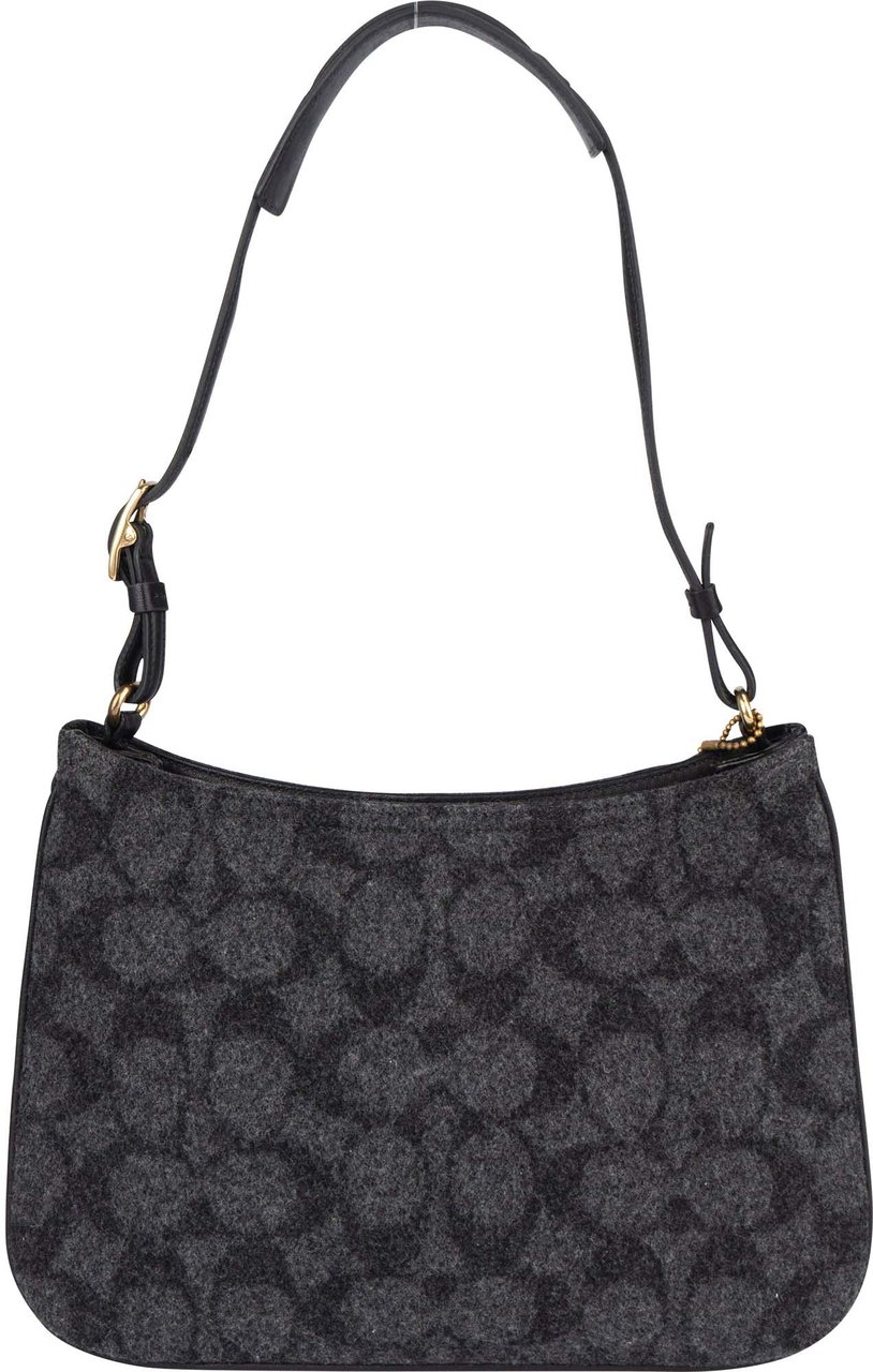 Coach Wool Monogram Penelope Shoulder Bag Zwart