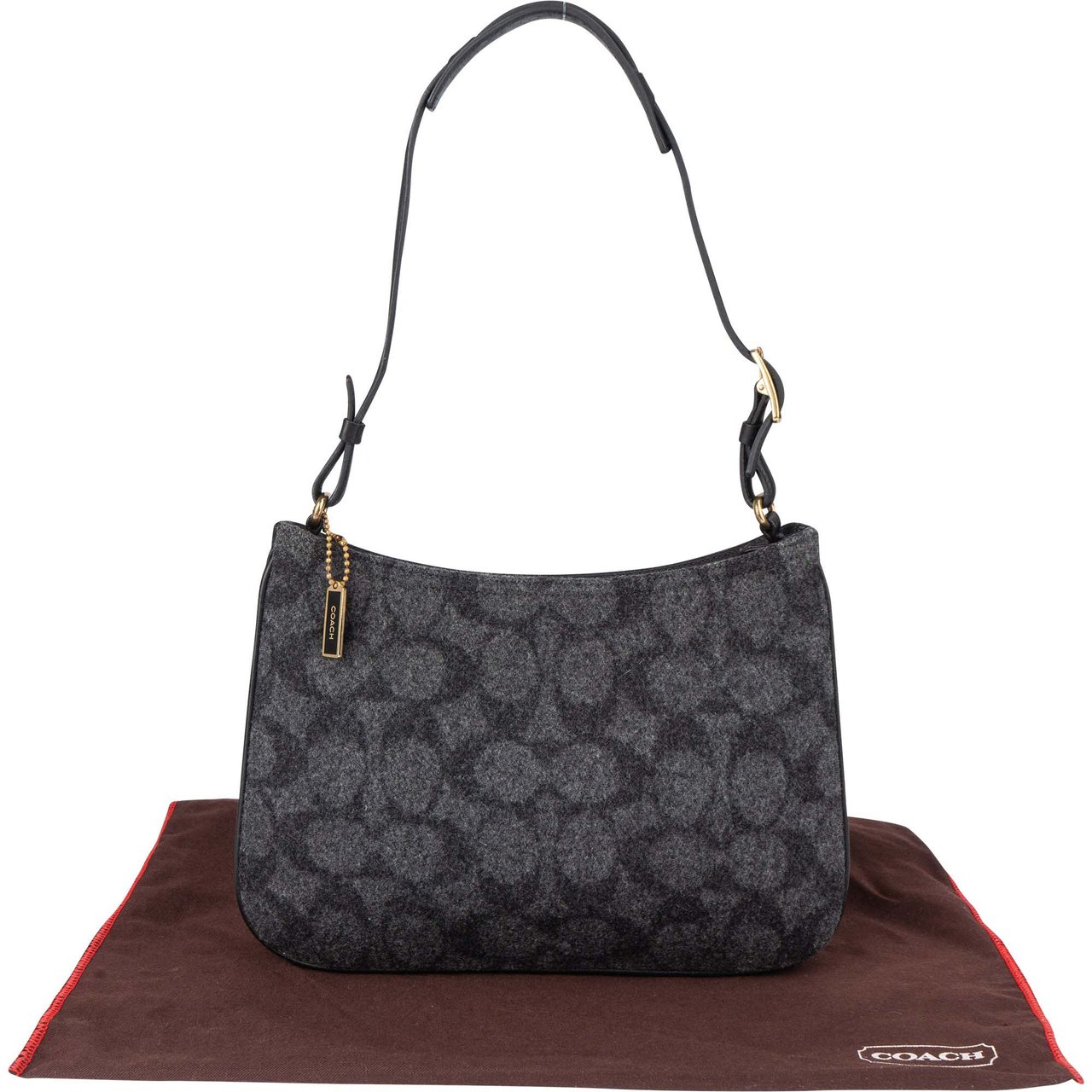 Coach Wool Monogram Penelope Shoulder Bag Zwart