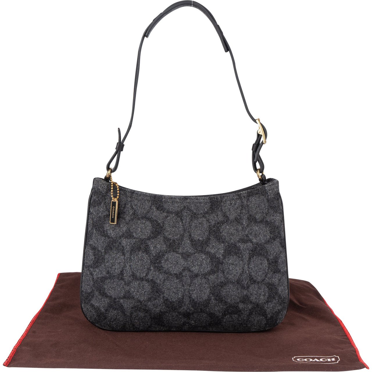 Coach Coach Wool Monogram Penelope Shoulder Bag Zwart