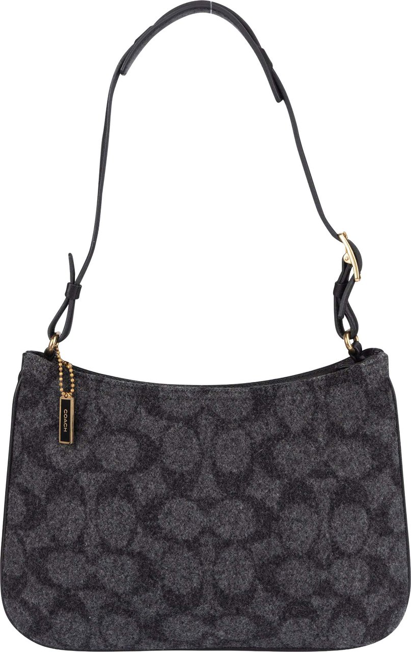 Coach Wool Monogram Penelope Shoulder Bag Zwart