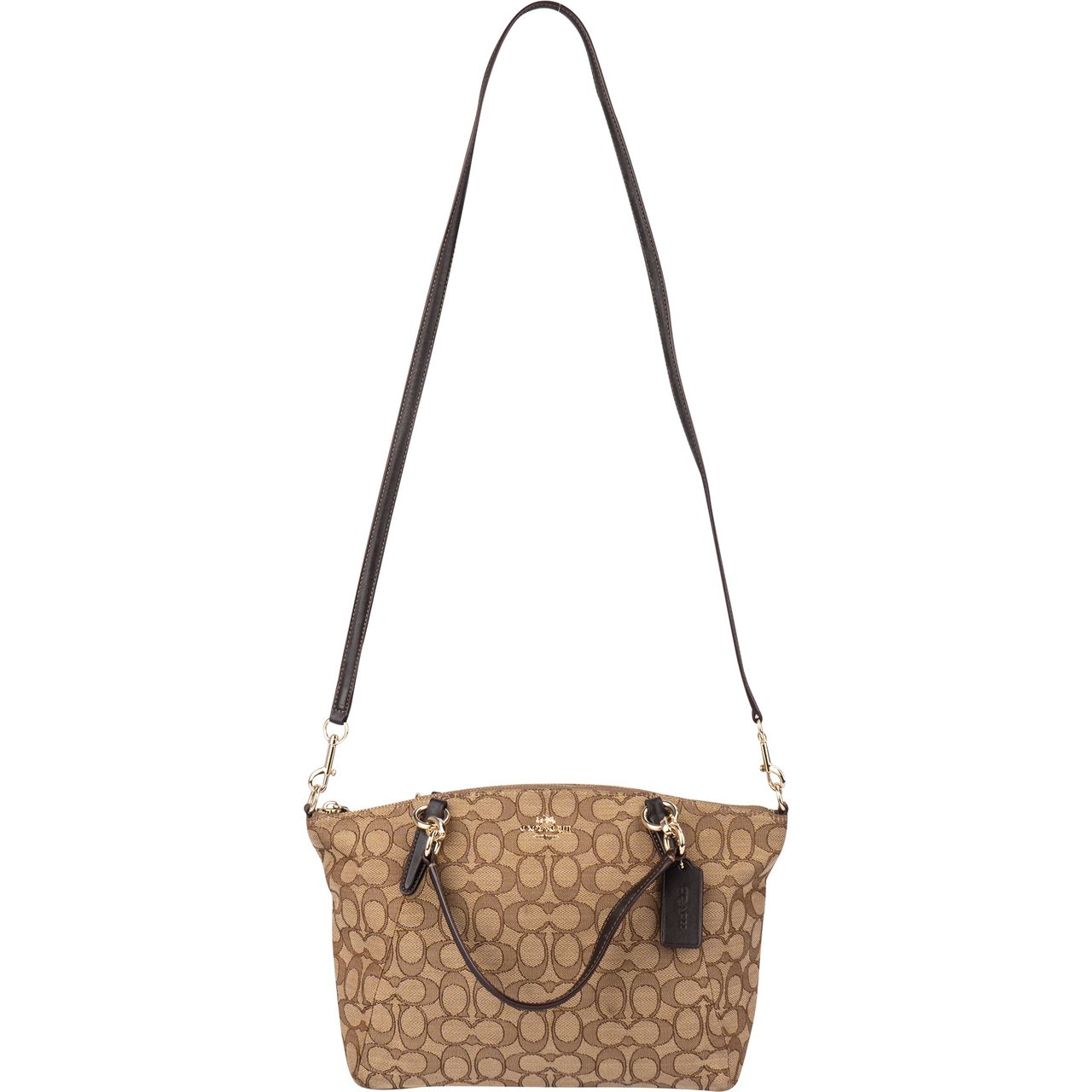 Coach Coach Signature Monogram Kelsey Handbag Bruin