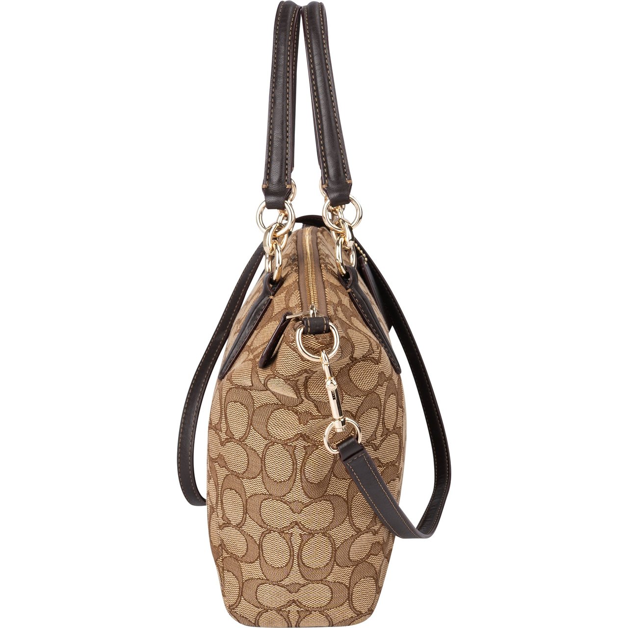 Coach Coach Signature Monogram Kelsey Handbag Bruin