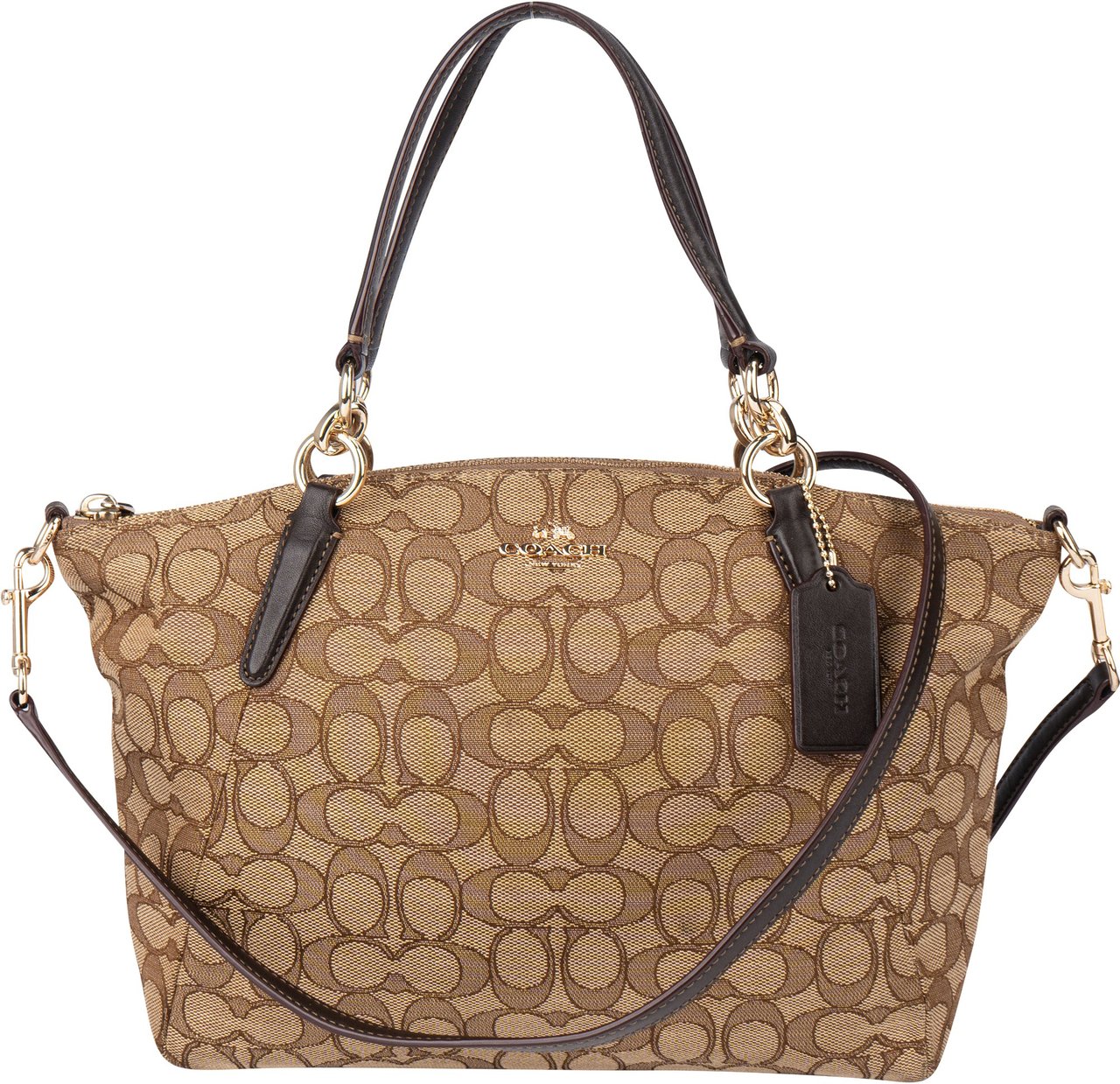 Coach Coach Signature Monogram Kelsey Handbag Bruin