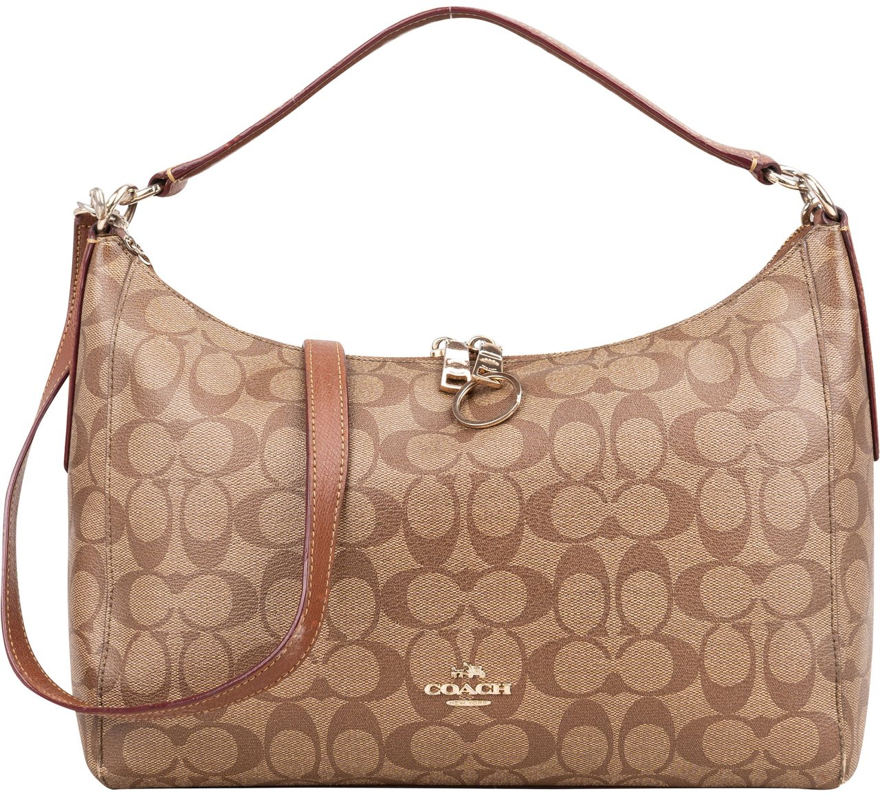 Coach Coach Canvas Monogram Hobo Bag Bruin