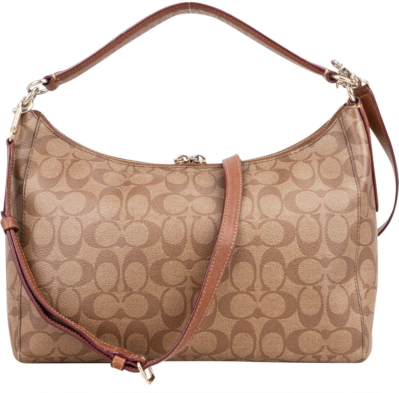 Coach Coach Canvas Monogram Hobo Bag Bruin