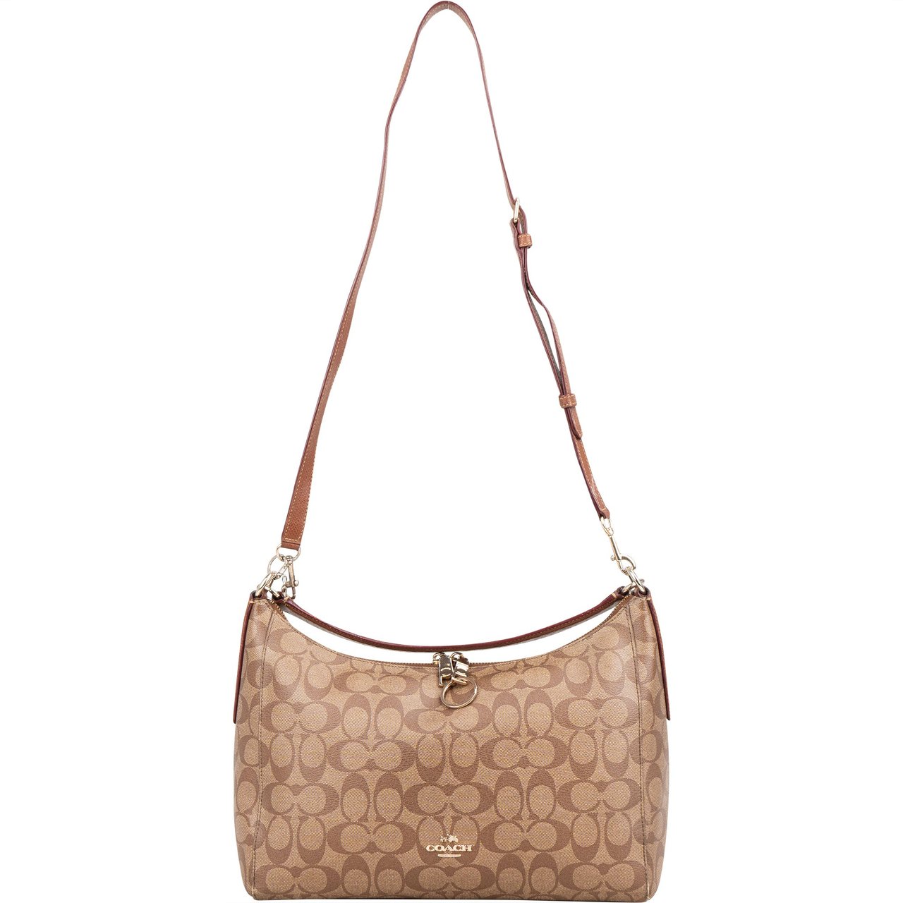 Coach Coach Canvas Monogram Hobo Bag Bruin