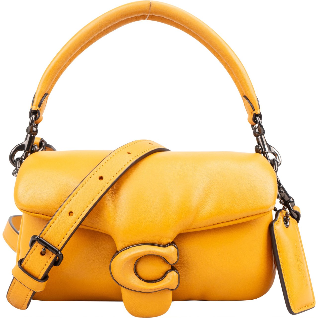 Coach Coach Yellow Leather Tabby 18 Handbag Geel