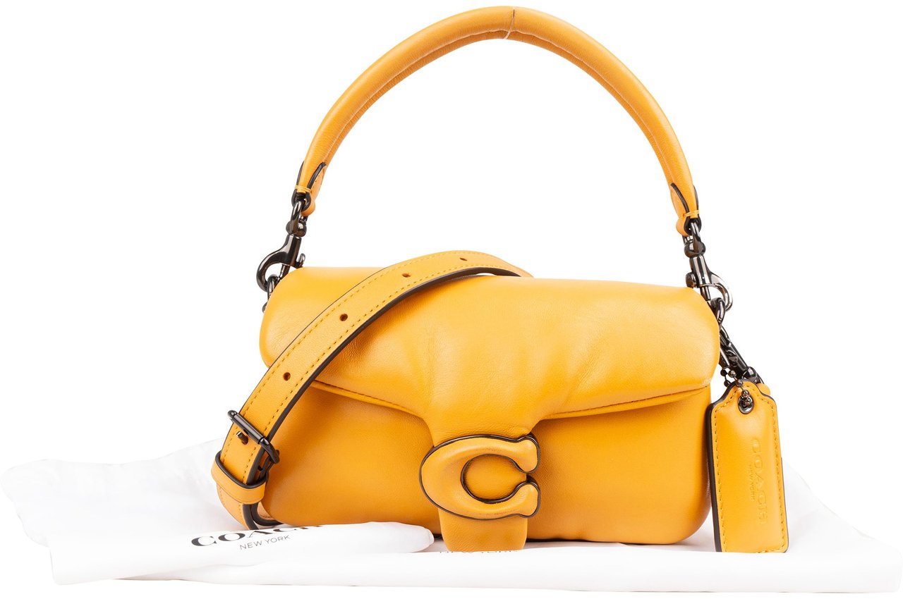 Coach Coach Yellow Leather Tabby 18 Handbag Geel