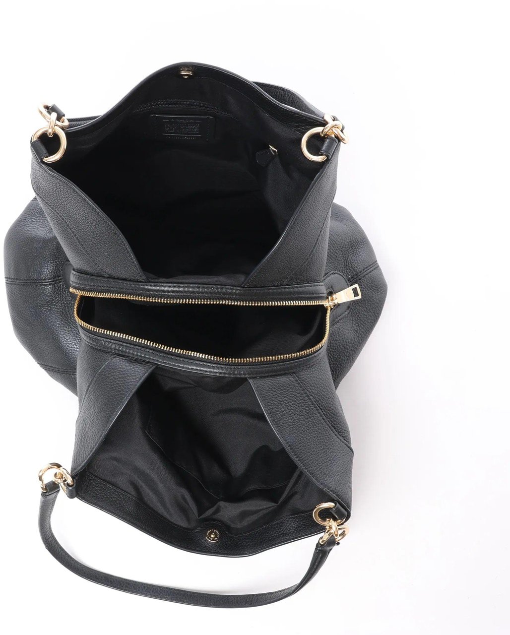 Coach Lexy Pebbled Leather Shoulder Bag in Black Zwart