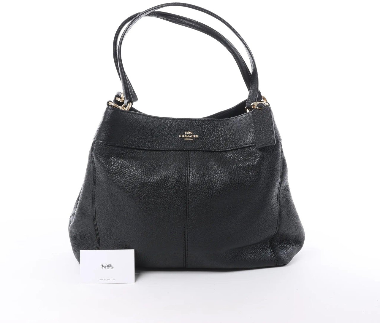Coach Lexy Pebbled Leather Shoulder Bag in Black Zwart