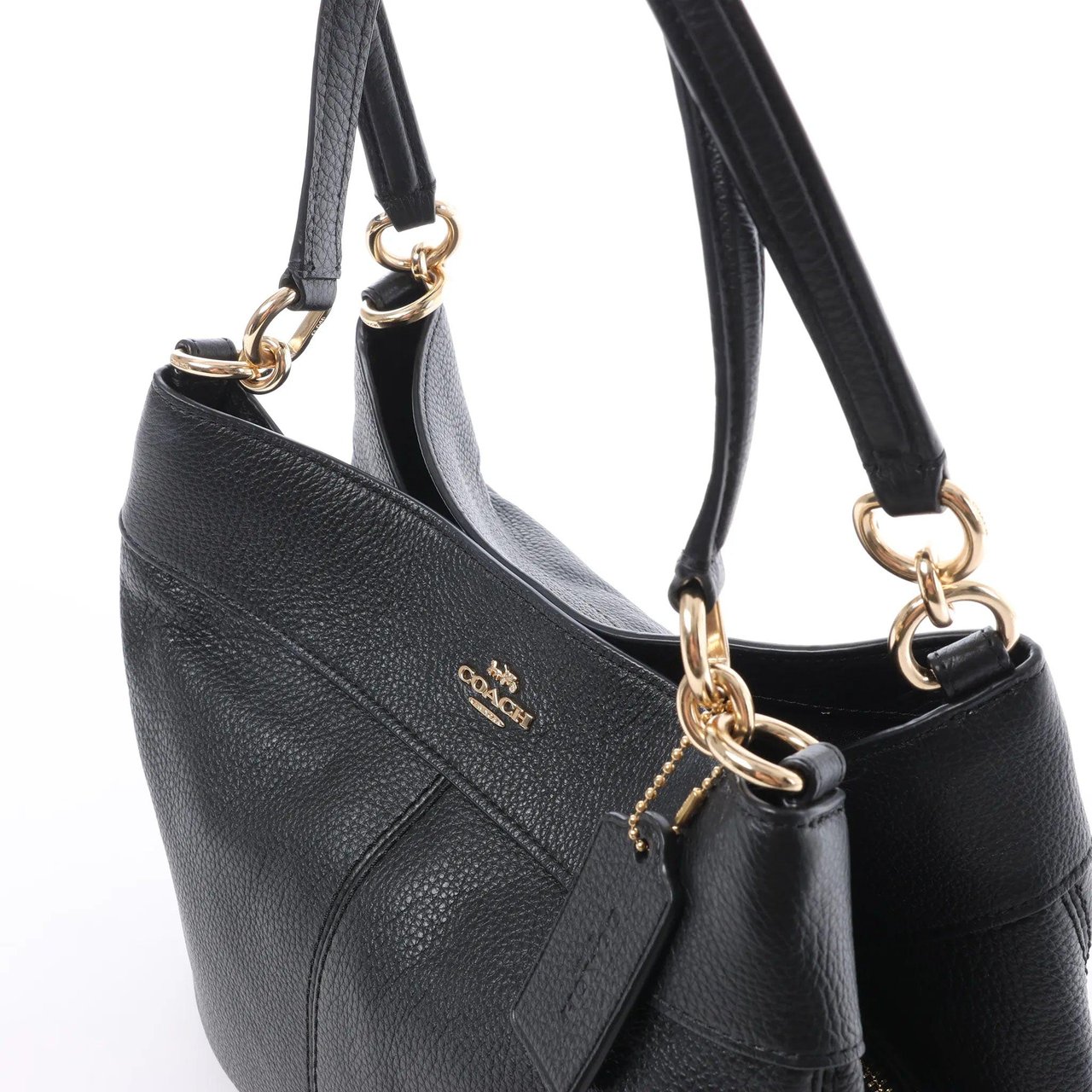 Coach Lexy Pebbled Leather Shoulder Bag in Black Zwart