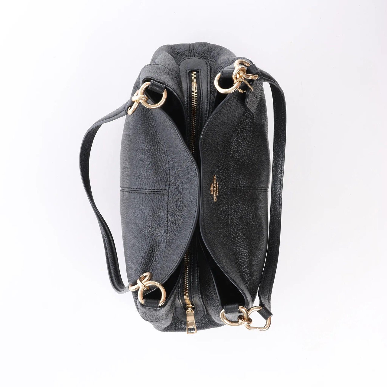 Coach Lexy Pebbled Leather Shoulder Bag in Black Zwart