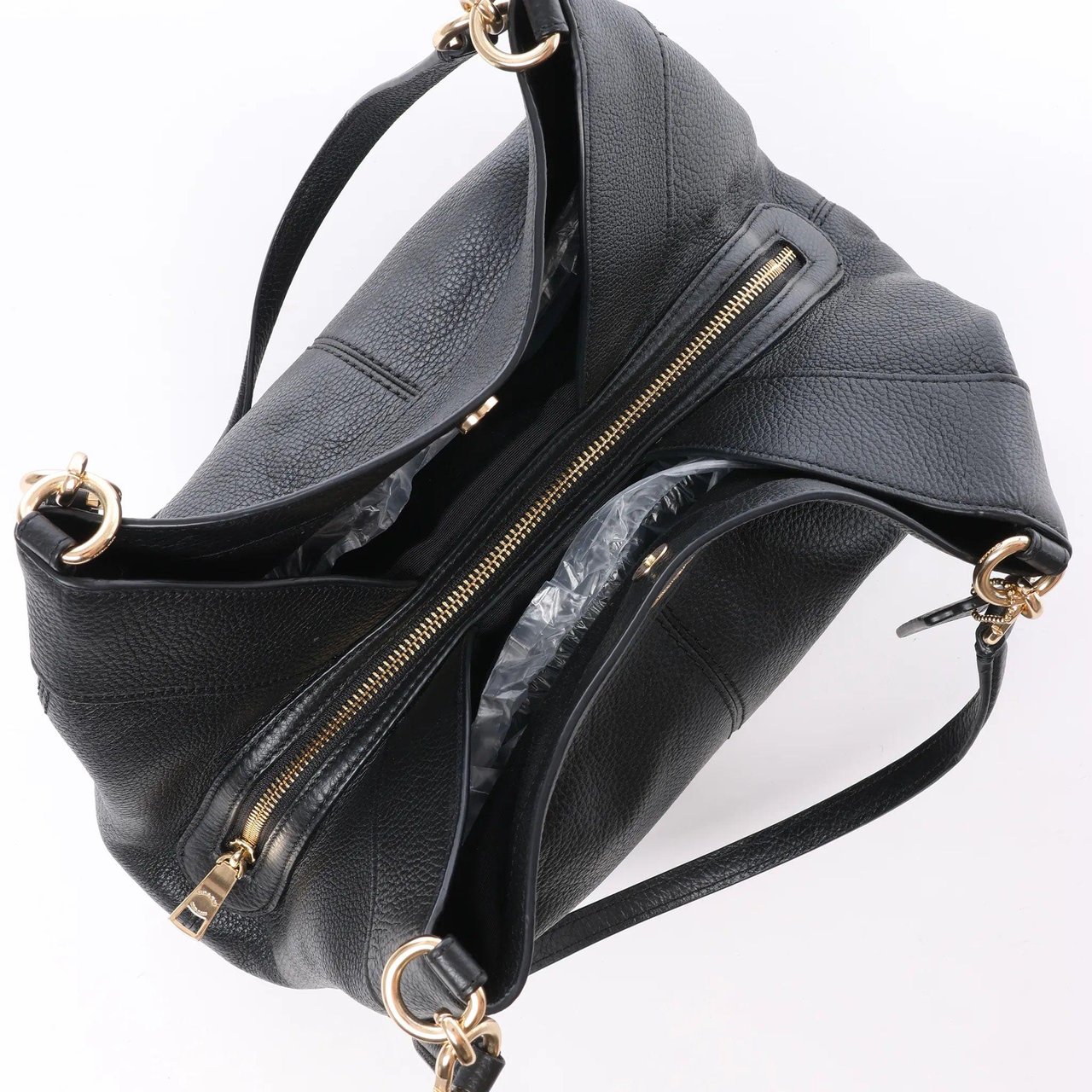 Coach Lexy Pebbled Leather Shoulder Bag in Black Zwart