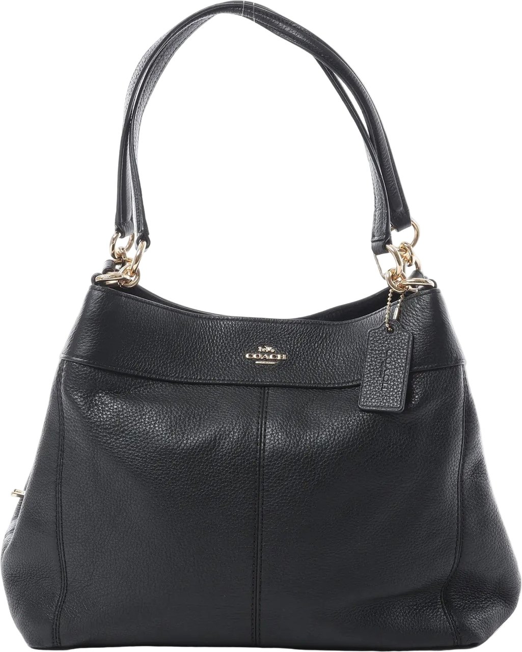 Coach Lexy Pebbled Leather Shoulder Bag in Black Zwart