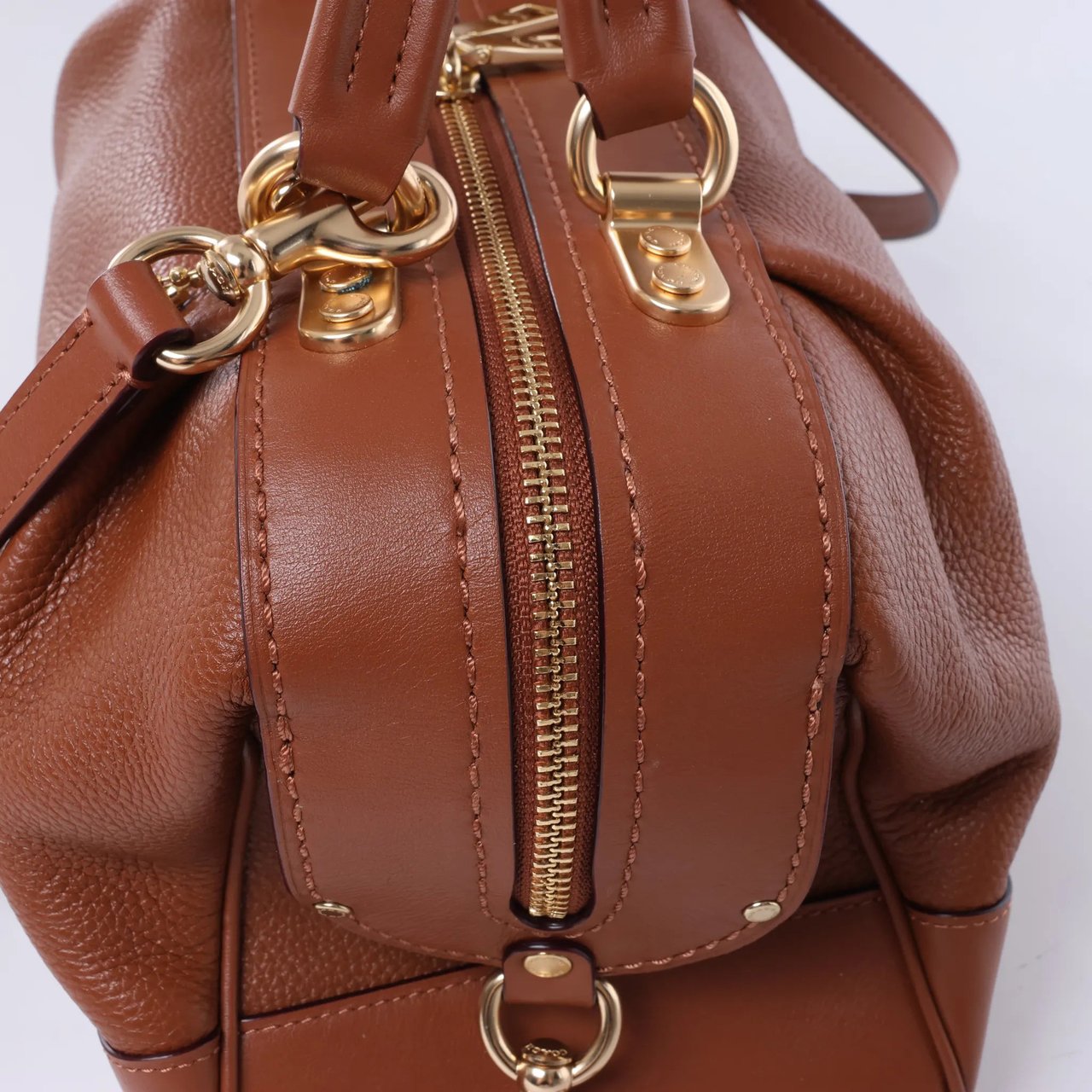 Coach Lane Satchel Leather 2Way Handbag in Brown Bruin
