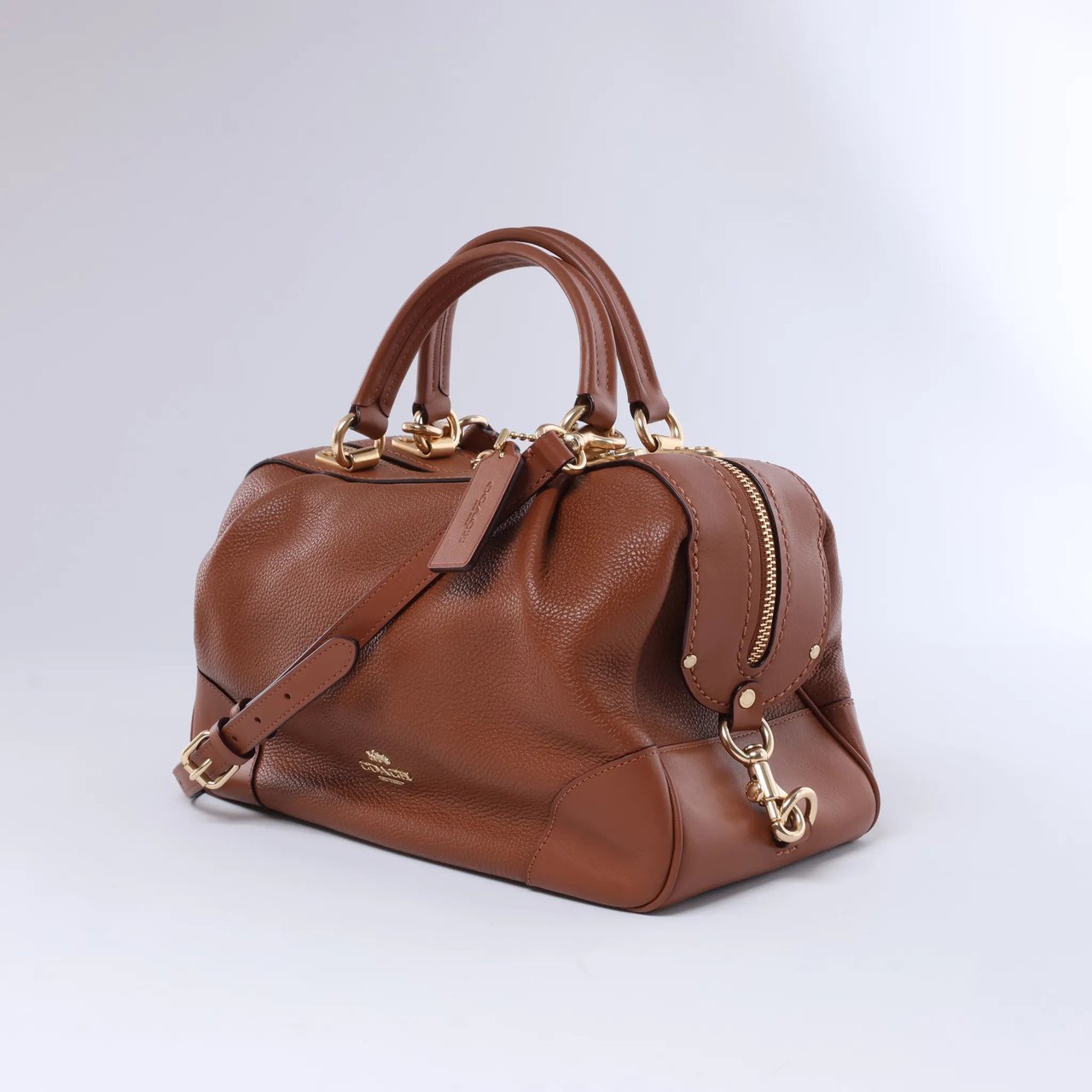 Coach Lane Satchel Leather 2Way Handbag in Brown Bruin