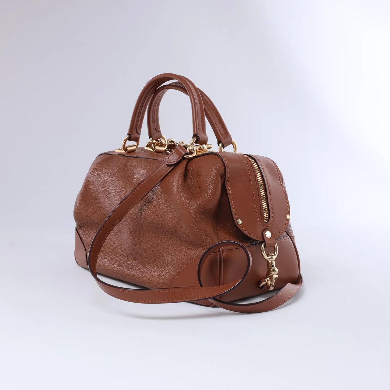 Coach Lane Satchel Leather 2Way Handbag in Brown Bruin