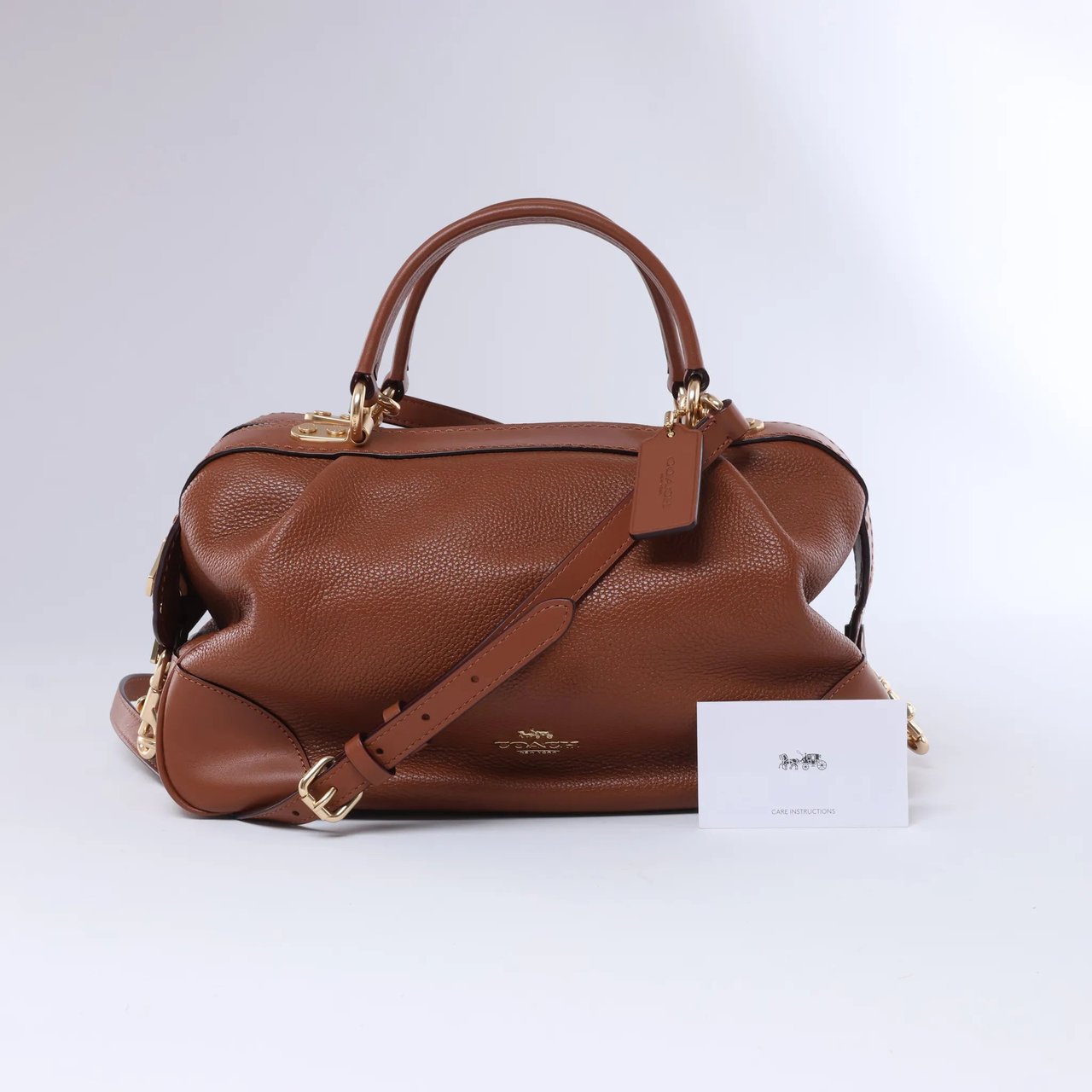 Coach Lane Satchel Leather 2Way Handbag in Brown Bruin