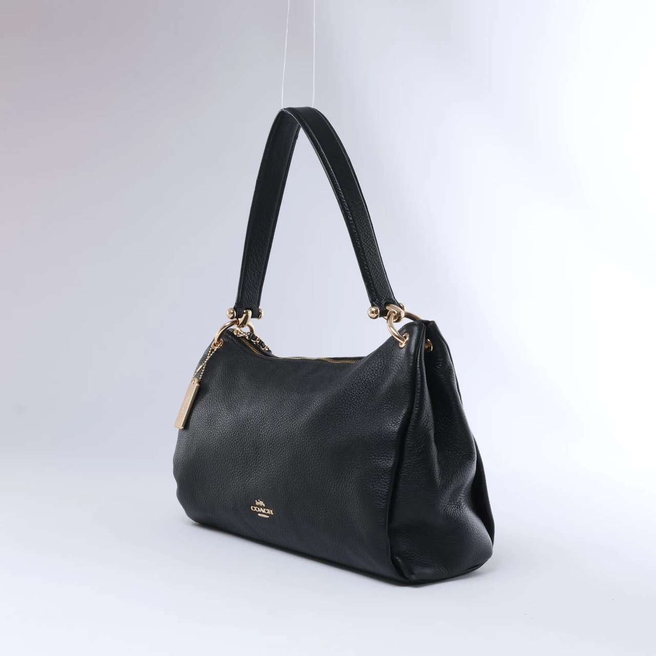 Coach Mia Leather Shoulder Bag in Black Zwart