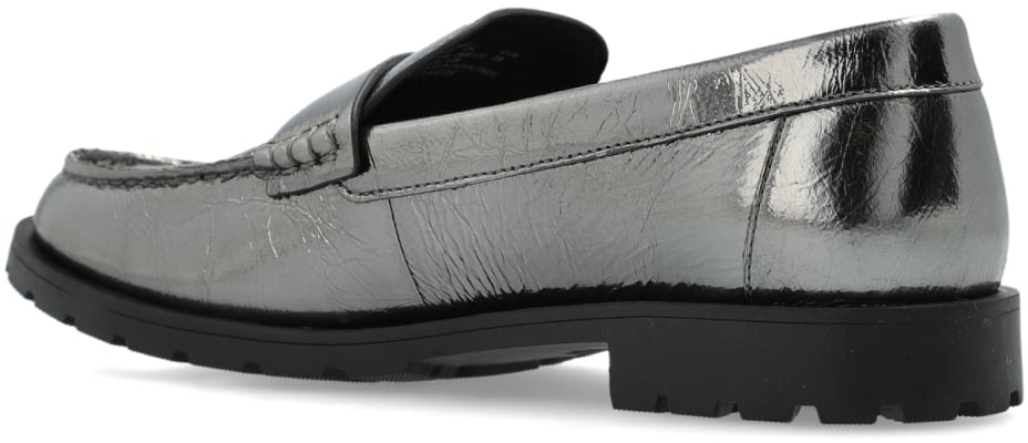 Coach Jocelyn Crinkle Leather Logo Loafers Zilver