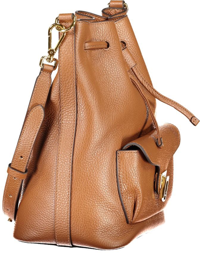 Coccinelle Marrone Leather Women Bucket Bag Bruin