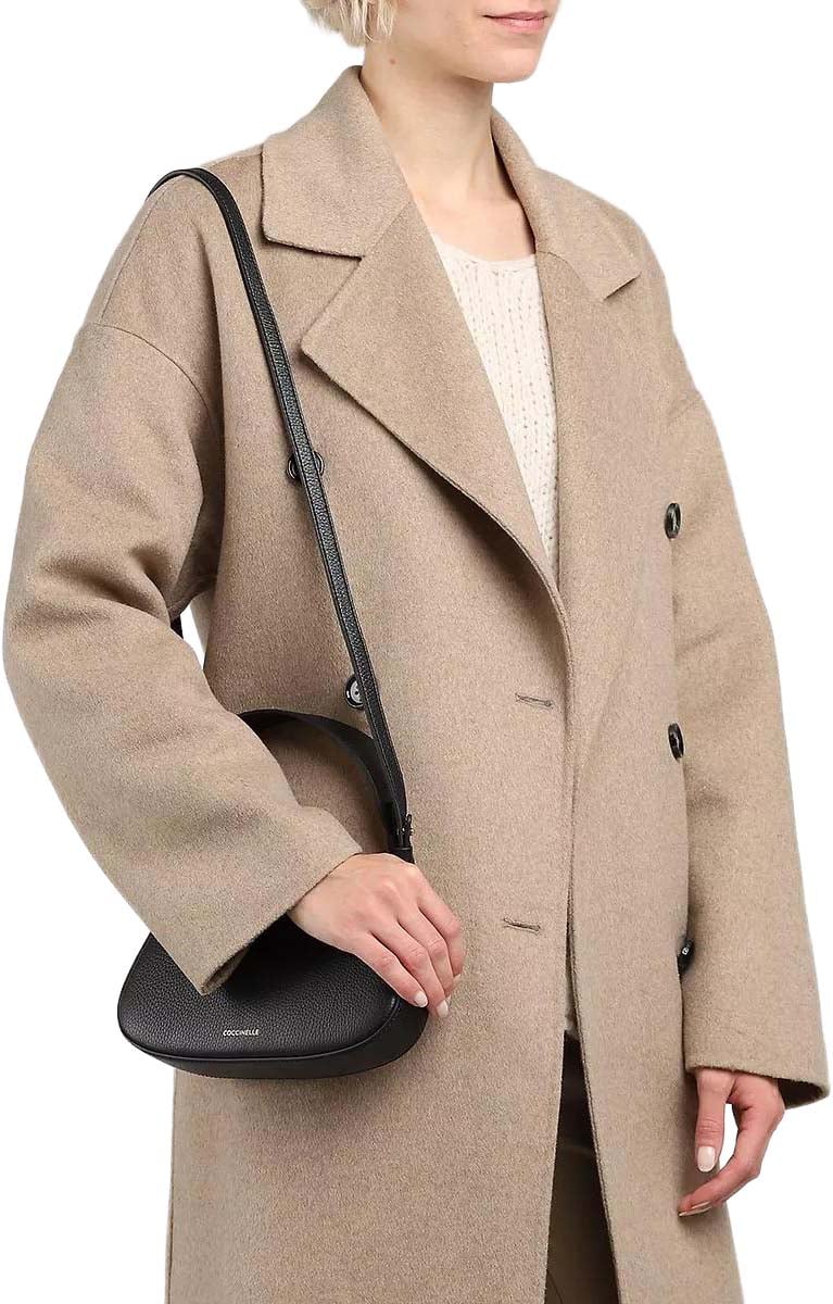 Coccinelle Runderleer Crossbody Tas Zwart