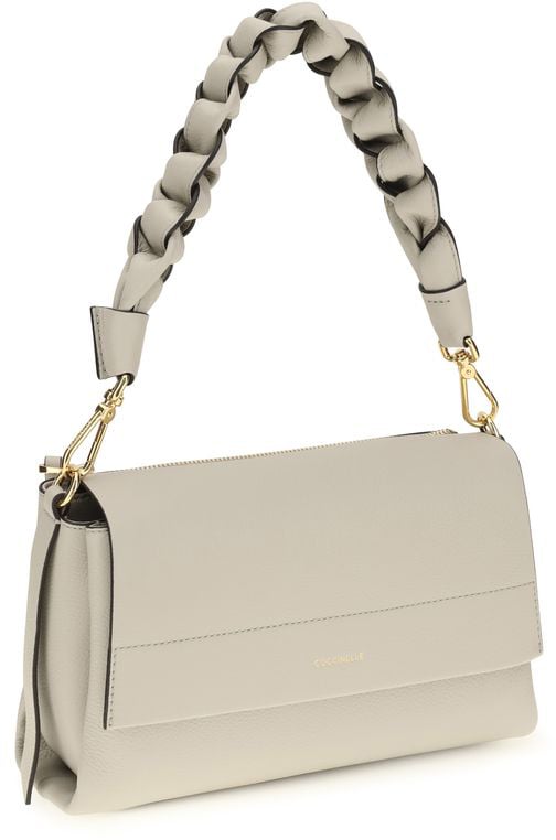 Coccinelle Beige Calf Leather Bos Taurus Shoulder Bag Bruin