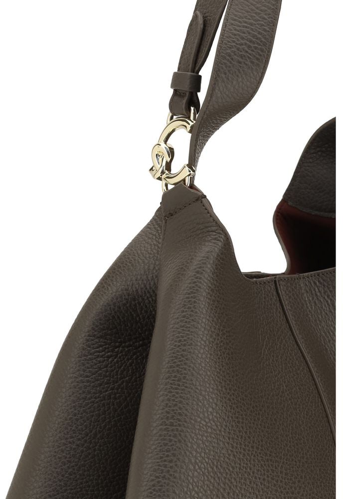 Coccinelle Brown Calf Leather Bos Taurus Shoulder Bag Bruin