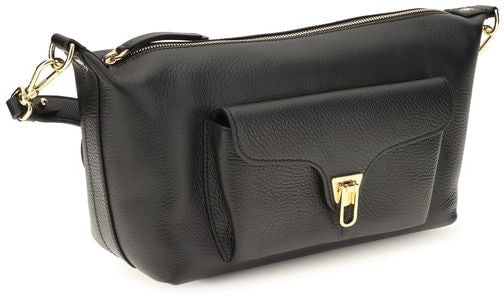 Coccinelle Black Calf Leather Bos Taurus Shoulder Bag Bruin