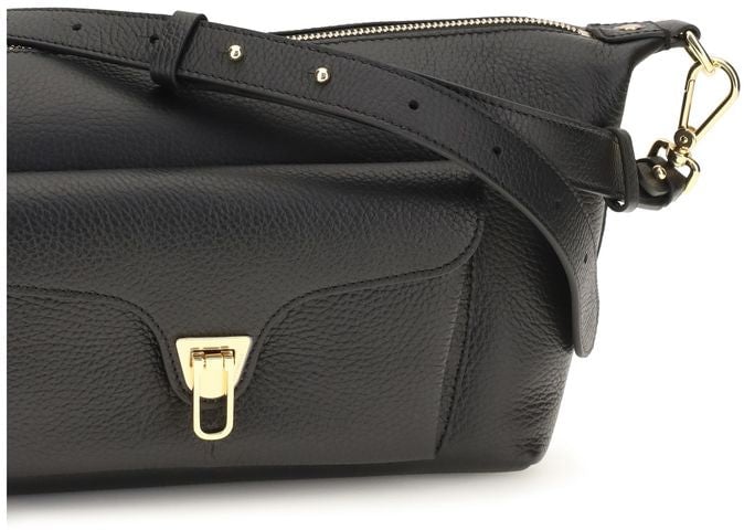 Coccinelle Black Calf Leather Bos Taurus Shoulder Bag Bruin