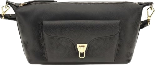 Coccinelle Black Calf Leather Bos Taurus Shoulder Bag Bruin