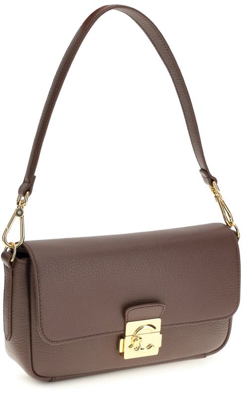 Coccinelle Brown Calf Leather Bos Taurus Shoulder Bag Bruin