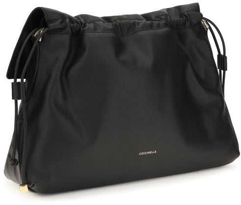 Coccinelle Black Calf Leather Bos Taurus Shoulder Bag Zwart