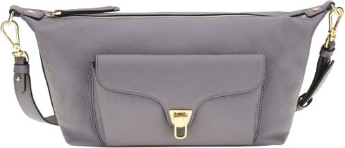 Coccinelle Gray Calf Leather Bos Taurus Shoulder Bag Grijs