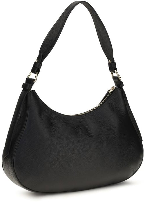 Coccinelle Black Calf Leather Bos Taurus Shoulder Bag Zwart