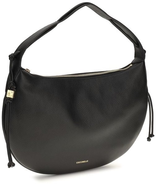 Coccinelle Black Calf Leather Bos Taurus Shoulder Bag Bruin