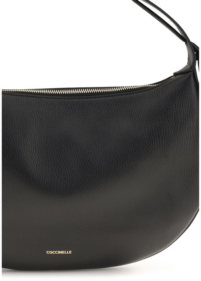Coccinelle Black Calf Leather Bos Taurus Shoulder Bag Bruin
