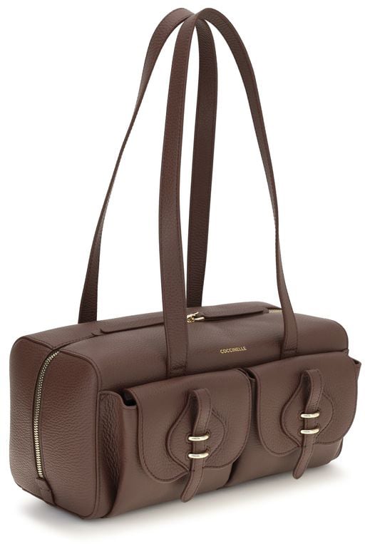 Coccinelle Brown Calf Leather Bos Taurus Shoulder Bag Bruin
