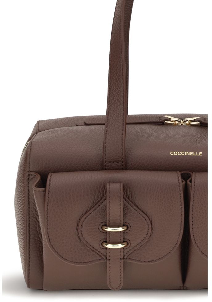 Coccinelle Brown Calf Leather Bos Taurus Shoulder Bag Bruin
